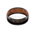 New arrival black titanium and wood rings for men,wood inlay rings for men